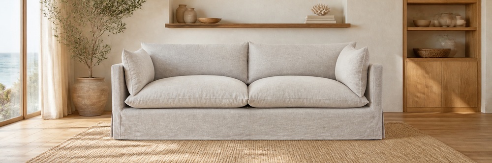 Coastal Contemporary 3-Seater Slipcovered Sofa SF-004