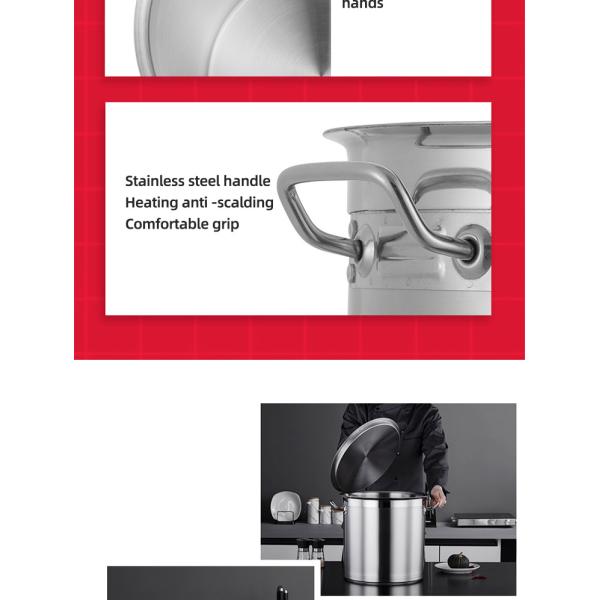 Hot Fashion Silver Heavy Duty Cooking Pot Cookware Pots Soup Pot Stainless Steel Cooking Stock Bucket With Stainless Steel Lid