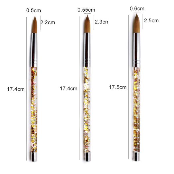 Sable Hair Acrylic Nail Brush  Liquid Glitter Handle Vegan Acrylic Nail Brush