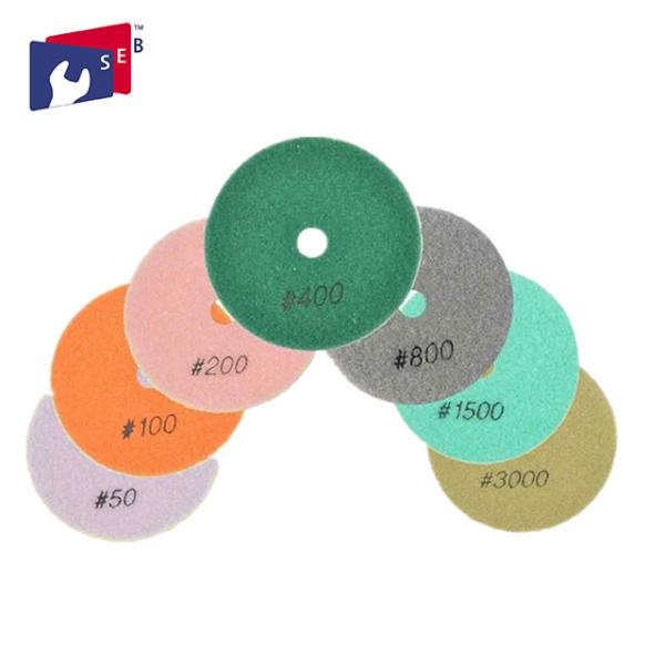 Marble Tile Diamond Polishing Pads , Diamond Abrasive Pads With 7 Grits 1 Buff