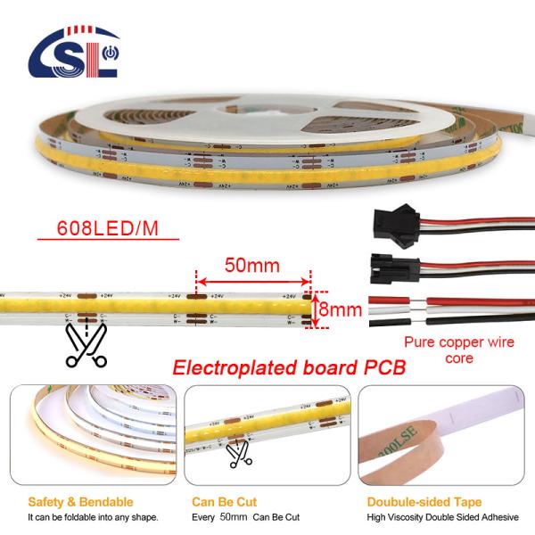 3000k 4000k 6500k CCT 3 Dimmable Cob Led Strip Light Для кухонного шкафа водонепроницаемый IP20