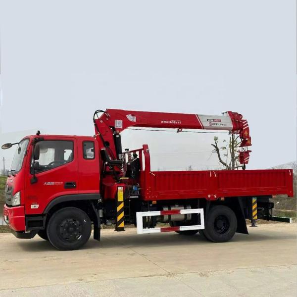 FOTON 4x2 Truck Mounted Hydraulic Crane Truck 4 Sections 6.3tons Telescopic Boom Crane