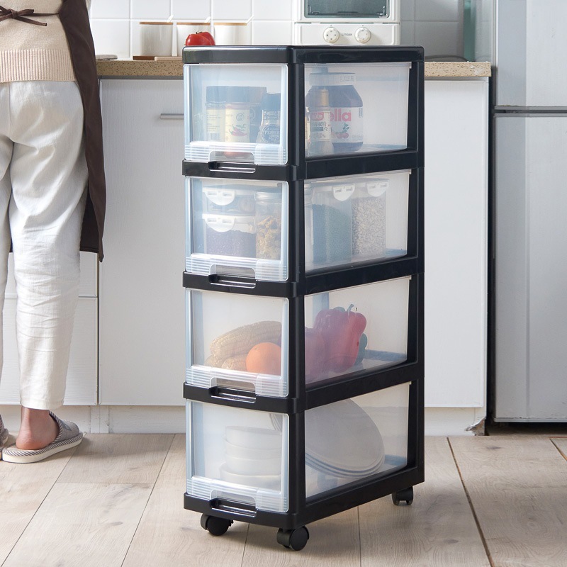 Wholesale Modern Minimalist Style Durable and Portable PP Shell with Metal Frame Tiered Plastic Storage Cabinet