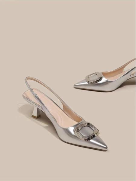 Women S Dress Shoes In Apricot Color With Chunky Heel And Strap Design For Job Market