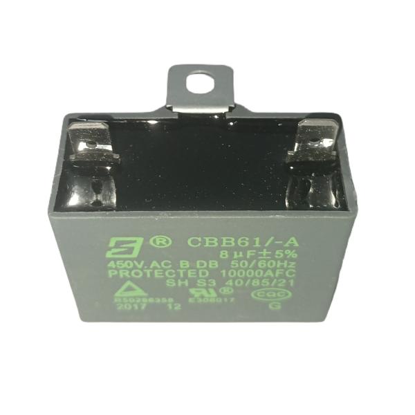 AC run motor start capacitor CBB61 450V 8.0UF Bent Iron Ear B-Class S3 Fan Capacitor