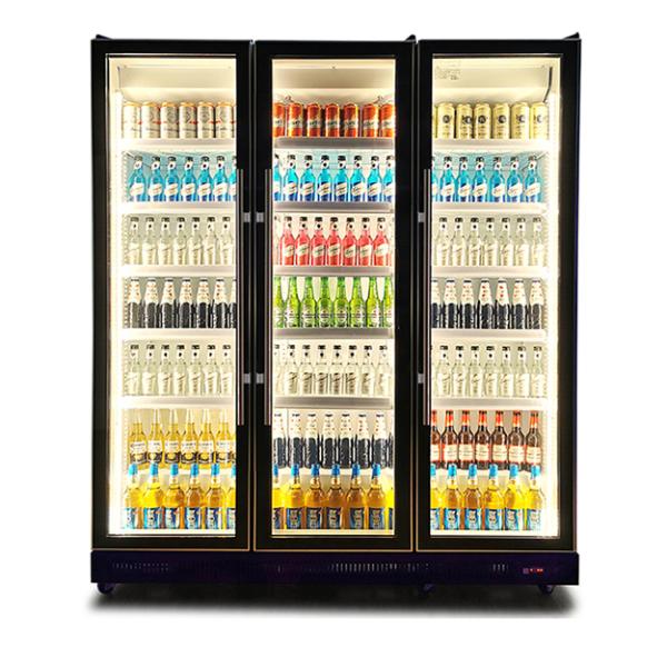 Commercial Multiple LED Lights Three Glass Doors Beverage/Alcohol Refrigeration Display Freezer