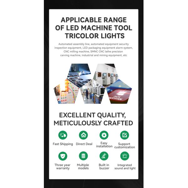 Luces apiladas en torre LED multicolor IP54 de 1 capa, mini advertencia para máquina CNC