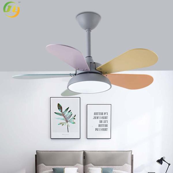Modern Simple Nordic Eye Protection Colorful Leaf Children's Room Fan Light 30 Inch 36 Inch