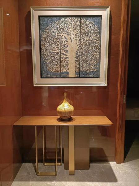 ISO18001 Slim Hotel Room Cabinet Wood Top Console Table 80cm Height