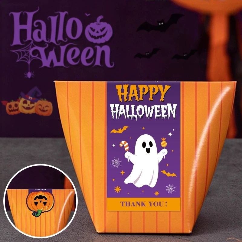 Halloween Theme Packaging Sealing Labels With Cute Spooky Designs For Boxes