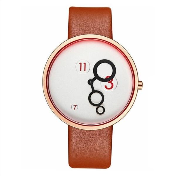 220mm Strap Women Quartz Watch PU Nubuck Leather Mineral Tempered Glass