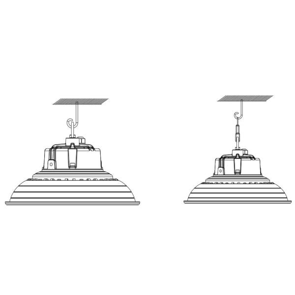 Luzes altas da baía do diodo emissor de luz do UFO 100W/150W/200 com tampão antiofuscante, IP65 waterpoof, 60°/90°/110°
