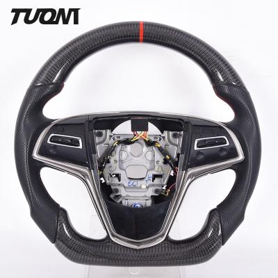 350mm Customized Black Sports Cadillac Steering Wheel Carbon Fiber Leather