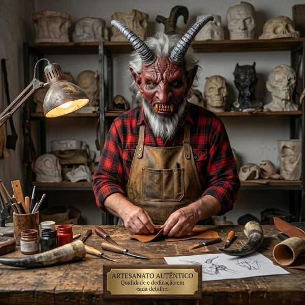 Horror Devil Mask with Realistic Horns & Beard, Creepy Evil Demon Latex Headgear for Halloween Cosplay Costume Party Prop