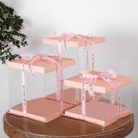 Emballage de gâteau transparent sur mesure, conception de marque, expédition rapide, parfait pour les mariages.