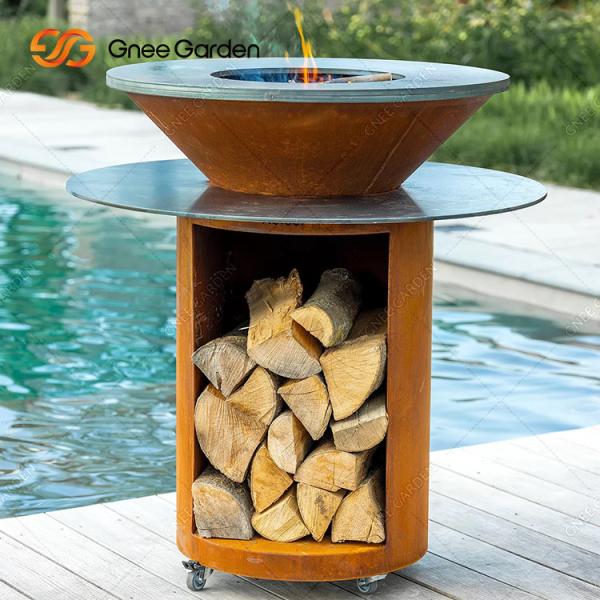 Wood Burning Corten Steel Bbq Grills for Outdoor Barbecue Party