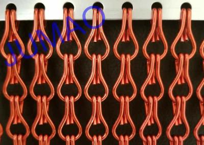 9mm × 16mm Aluminium Chain Link Room Divider , Red Metal Fly Screen Curtains