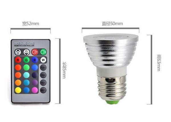 Rgb E27 Led Spot Bulbs 3w Epistar Chip Long Lifespan With Rgb Controller