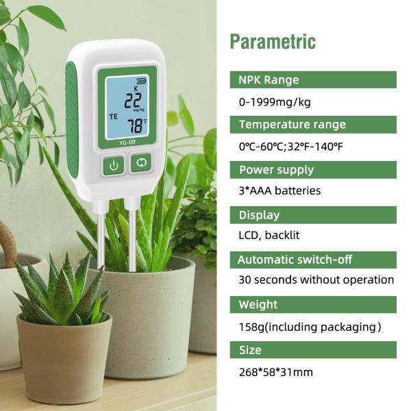 Пластмассовый YIERYI YG-09 Meter плодородия почвы / Npk Tester почвы легкий