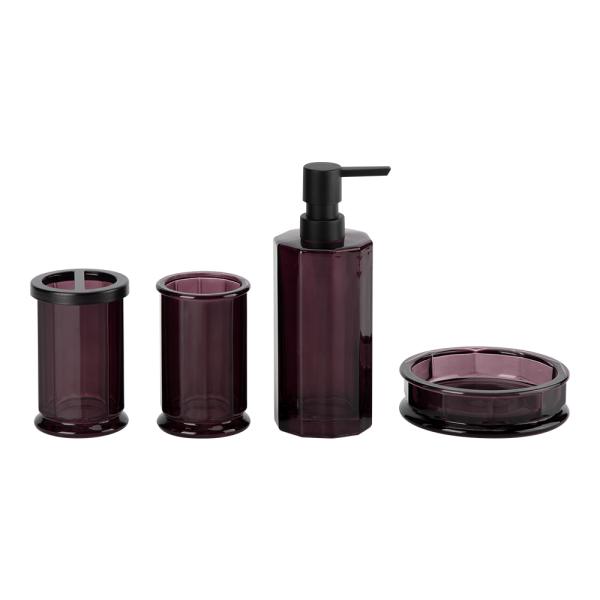Glass Bathroom Accessories Set Purple Color Round Shape Soap Dispenser For Home Decor