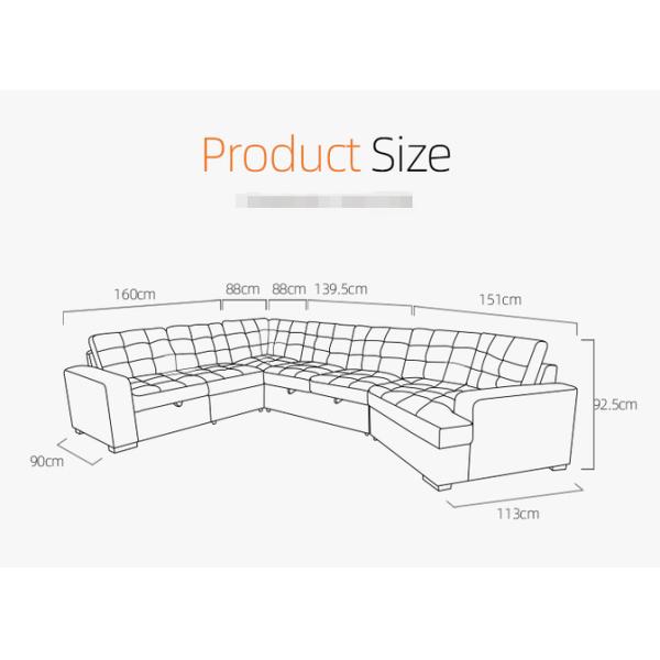 Customized Hot sale furniture living room sofa set modern u shaped sectional sofa w/pull out bed and storage chaise