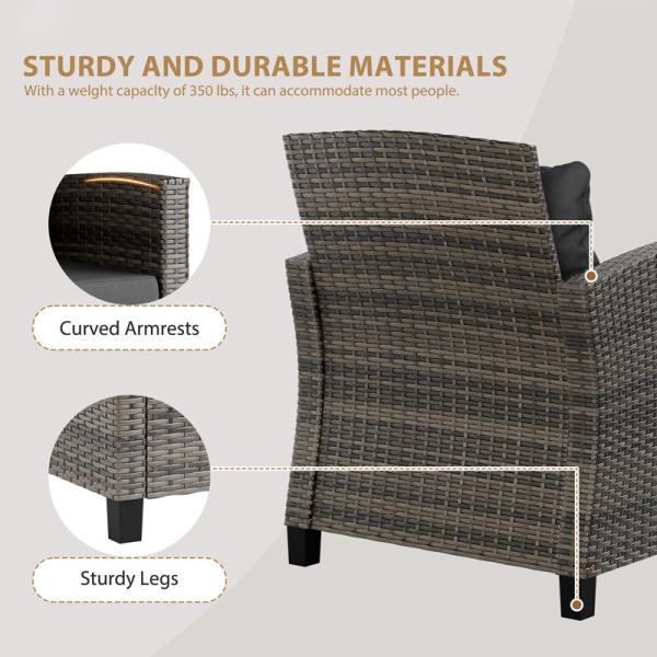 Outdoor Bistro Set Rattan Garden Chair 2 Seating Patio Set Group with Coffee Table by AJUNION