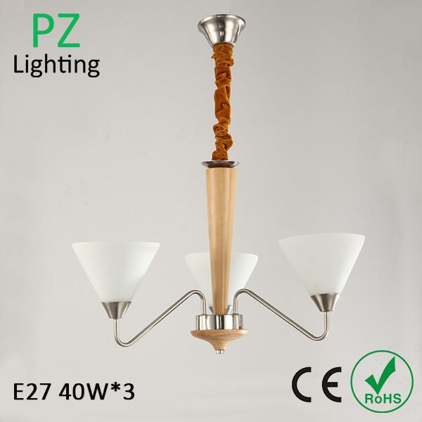 3/5/8 arms wooden pendant lamp glass shade chrome lighting CE/ROHS made in China