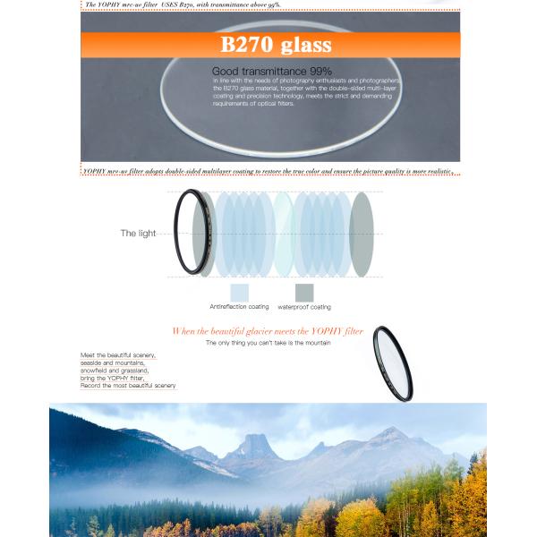 Super Durable Copper Frame 77mm UV Filter For Digital Photography Without Dark Corner