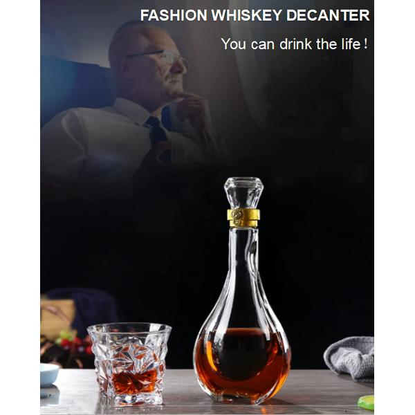 Home Bar Gift 500ml Capacity Whisky Bottle with Sealed Glass Stopper Decal Surface