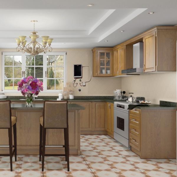 Mint Green Armários de cozinha desmontados Madeira maciça Noz de cozinha personalizada