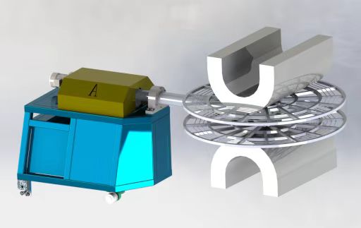 Machine de rotomoulding à navette de production entièrement automatique à vitesse de rotation avec 7,5 kW de puissance et 2,5 m de bras tournant