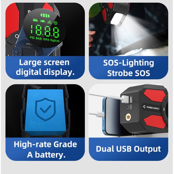 12V Multifunction Automobile Jump Starter For Car  Emergency Jump Starter With Tire Inflator