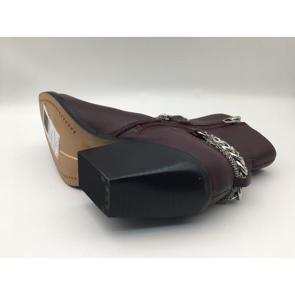 Black soft nappa leather Womens Dress low Boots with YKK zipper,d-ring metal design,Square solid wood heel