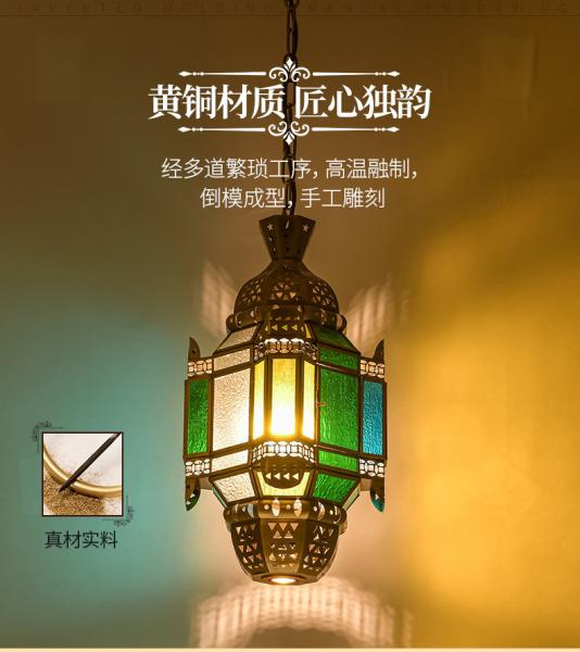 Decorative Handmade Copper Ceiling Light Copper Glass Pendant Light