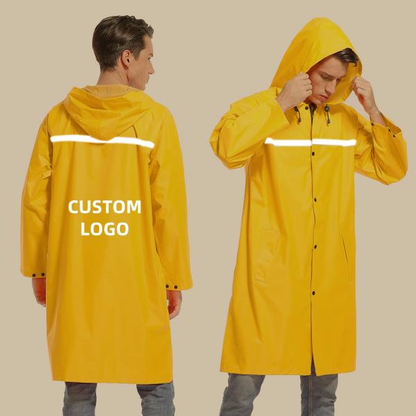 Waterproof Long Men'S Construction Rain Coat Traffic Work Oxford PVC Material
