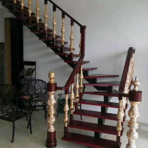 Royal Classic Stair Railing Carve Flower Stair Column Metal Railing Indoor