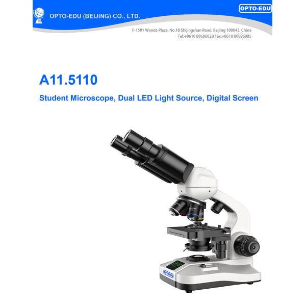 OPTO-EDU A11.5110 Student Microscope with Dual LED Light Source Digital Screen and Full Metal Body for Educational Use