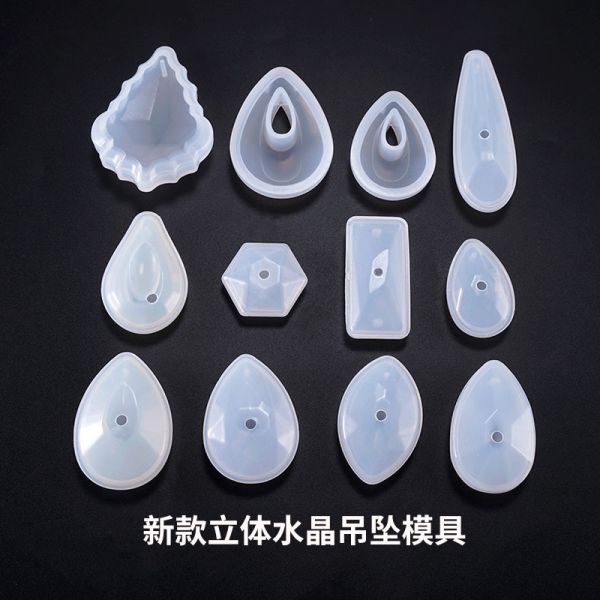DIY crystal dropper silicone mold new 3D crystal pendant with hole 3D pendant mold