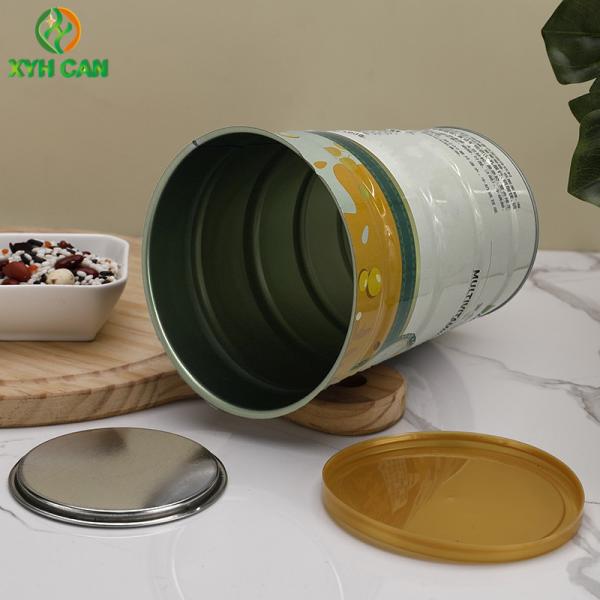 Brushing Polishing Empty Tin Boxes CMYK Round For Milk Powder Bread
