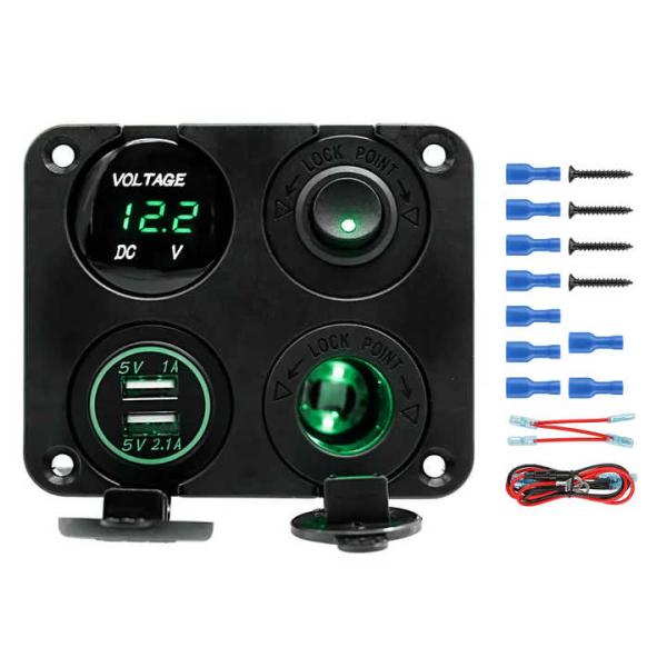 Lightweight Double Fast Charging Car Charger 4 Gang Panel USB A Ports