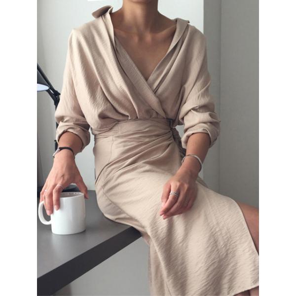 Осень рукава 2018 женщин платья падения дам Линен свободных длинная