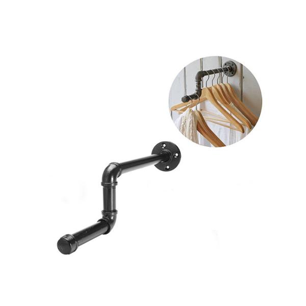 Wall Mounted Industrial Pipe Coat Rack Black Iron Pipe Flange 3/8