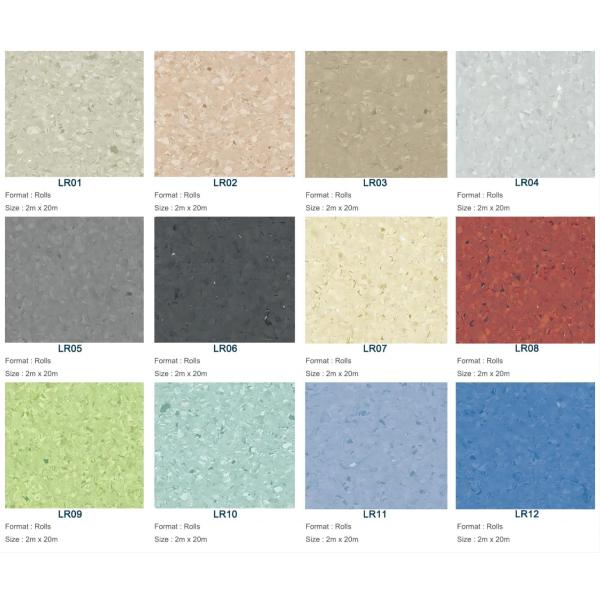 Suelos de PVC de 2 mm de relé suave, resiliente, de rollo homogéneo direccional para supermercados