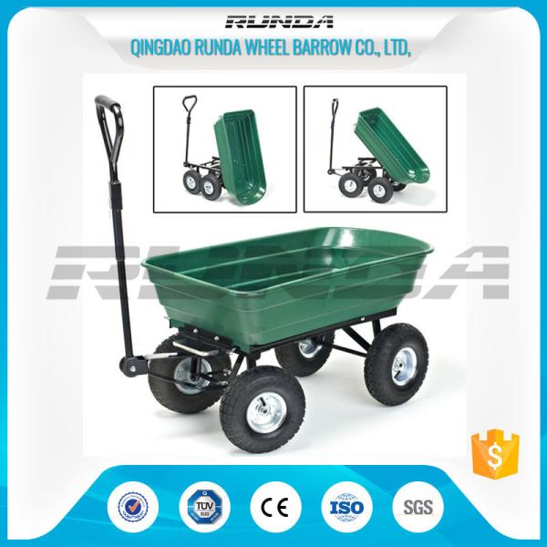 Outdoor Dumper 4 Wheel Garden Cart Trolley Plastic Side Panels TC2145 For Farmer