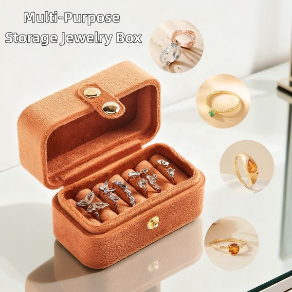 Custom Soft Flannel Romantic Sweet Wedding Engagement Ring Box Portable Mini Jewelry Gift Case