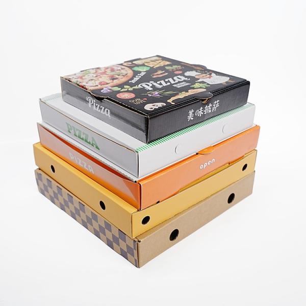 Custom Design Various Size Eco Friendly Black Pizza Box Kraft Corrugated Paper Packaging Bulk Slice Pizza Box