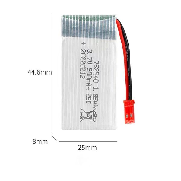 3.7V 500mAh 25C High Rate LiPo Battery 752540 for RC Drone Aircraft Model