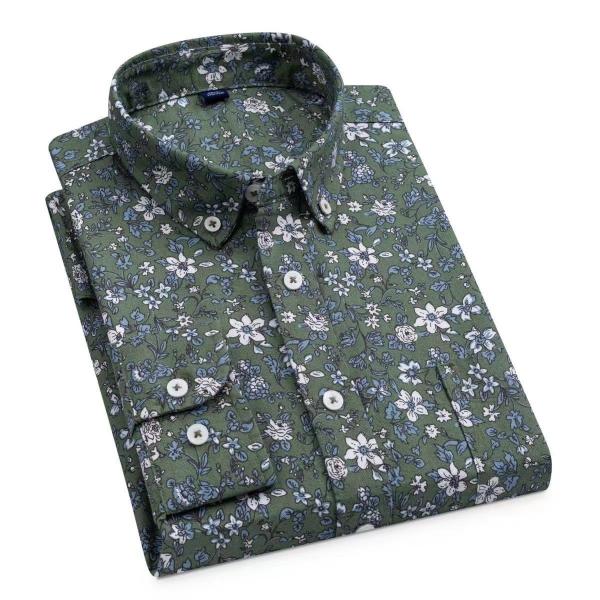 Vantagem Material respirável Impressão Oxford Moda Casual Camiseta de flores pequenas Homens