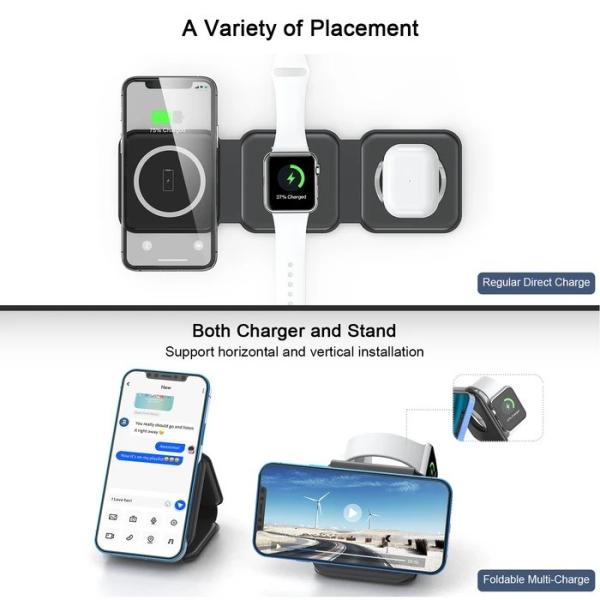Foldable Magsafe Wireless Charger 5W 2.5W For Watch Series 5 4 3 2 1 Phone