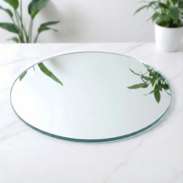 Kingstin Tempered Glass 5mm Thick Round Mirror, Vanity Mirror for Bedroom Bathroom Hotel, Wall-Mounted Mirror Customizable Size